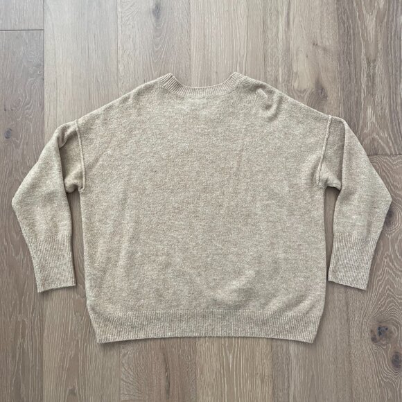 Vince Camuto Sweater Women Medium Tan Latte Heather Crewneck Knit Center Seam - Picture 5 of 12